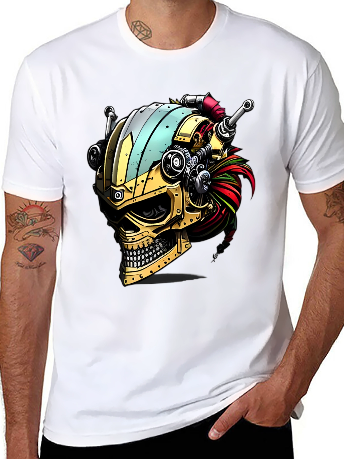 Steampunk Skull T-Shirt - Gearhead Viking Style