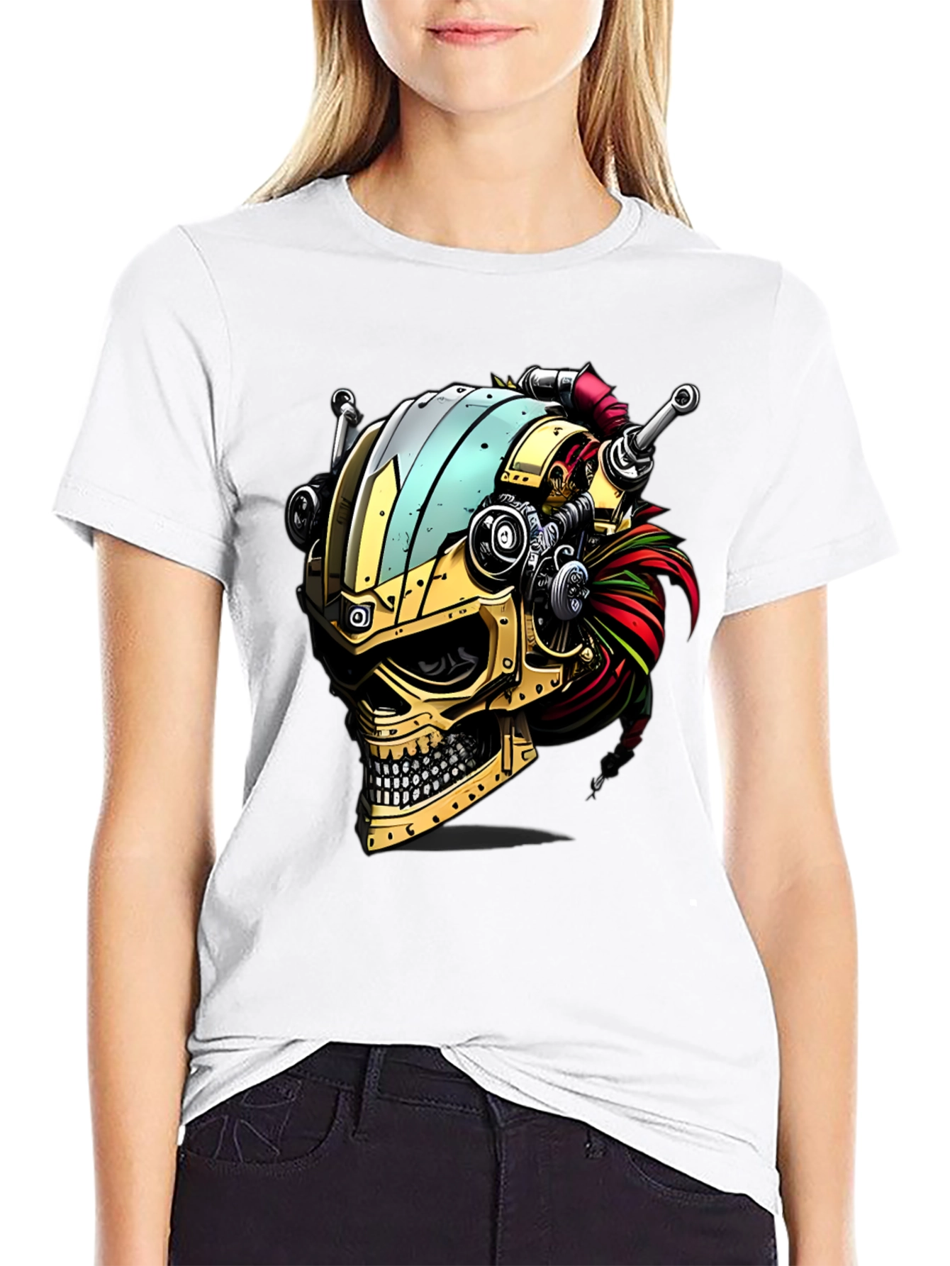 Steampunk Skull T-Shirt - Gearhead Viking Style