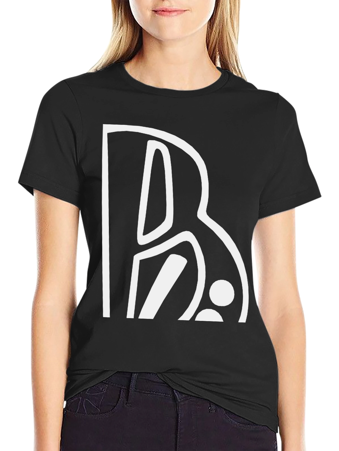 Abstract Initial B Graphic Tee - Black Cotton Blend