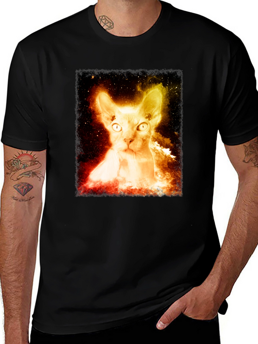 Cosmic Cat Graphic Tee - Black