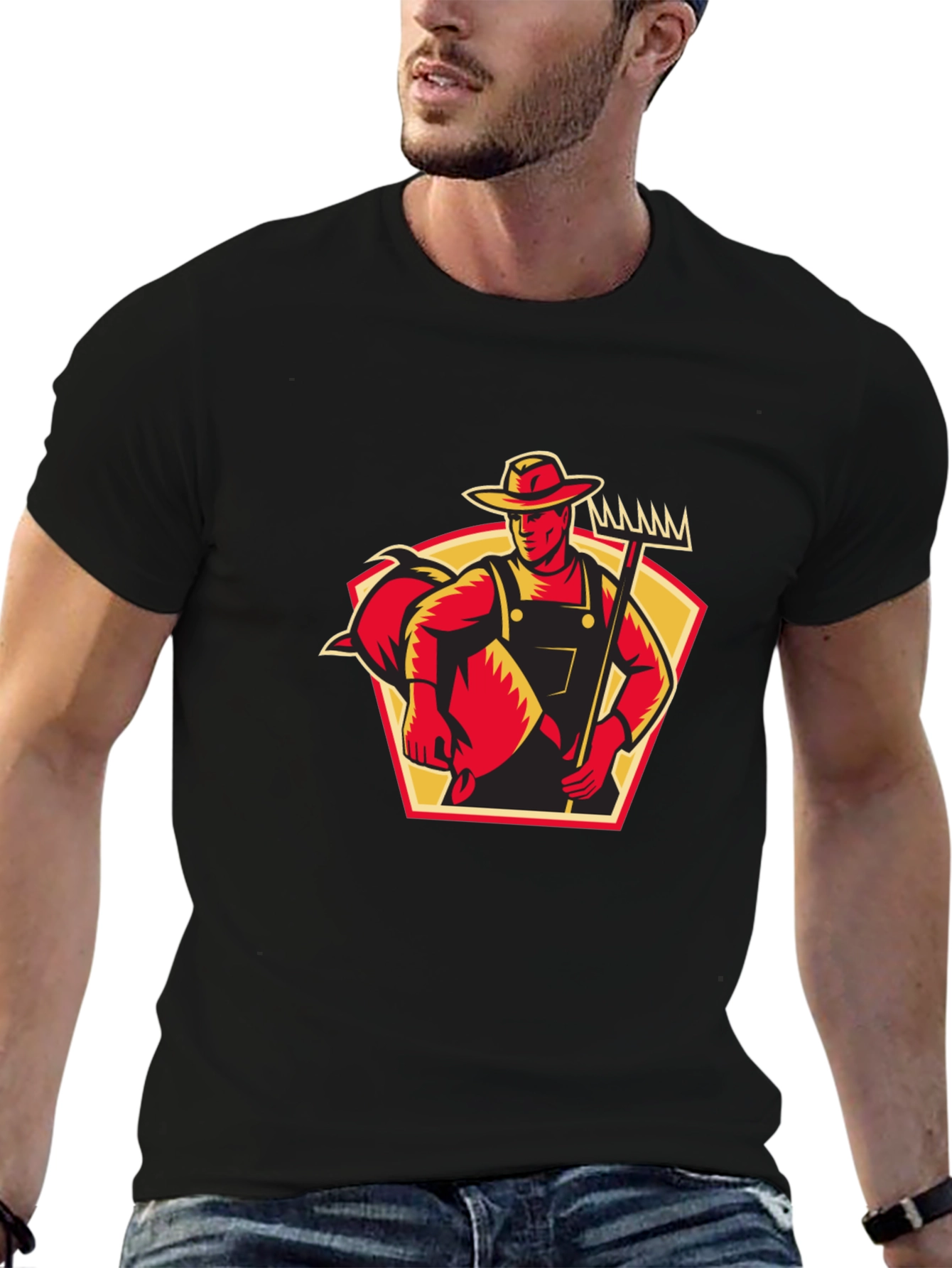Farmer Graphic Black T-Shirt