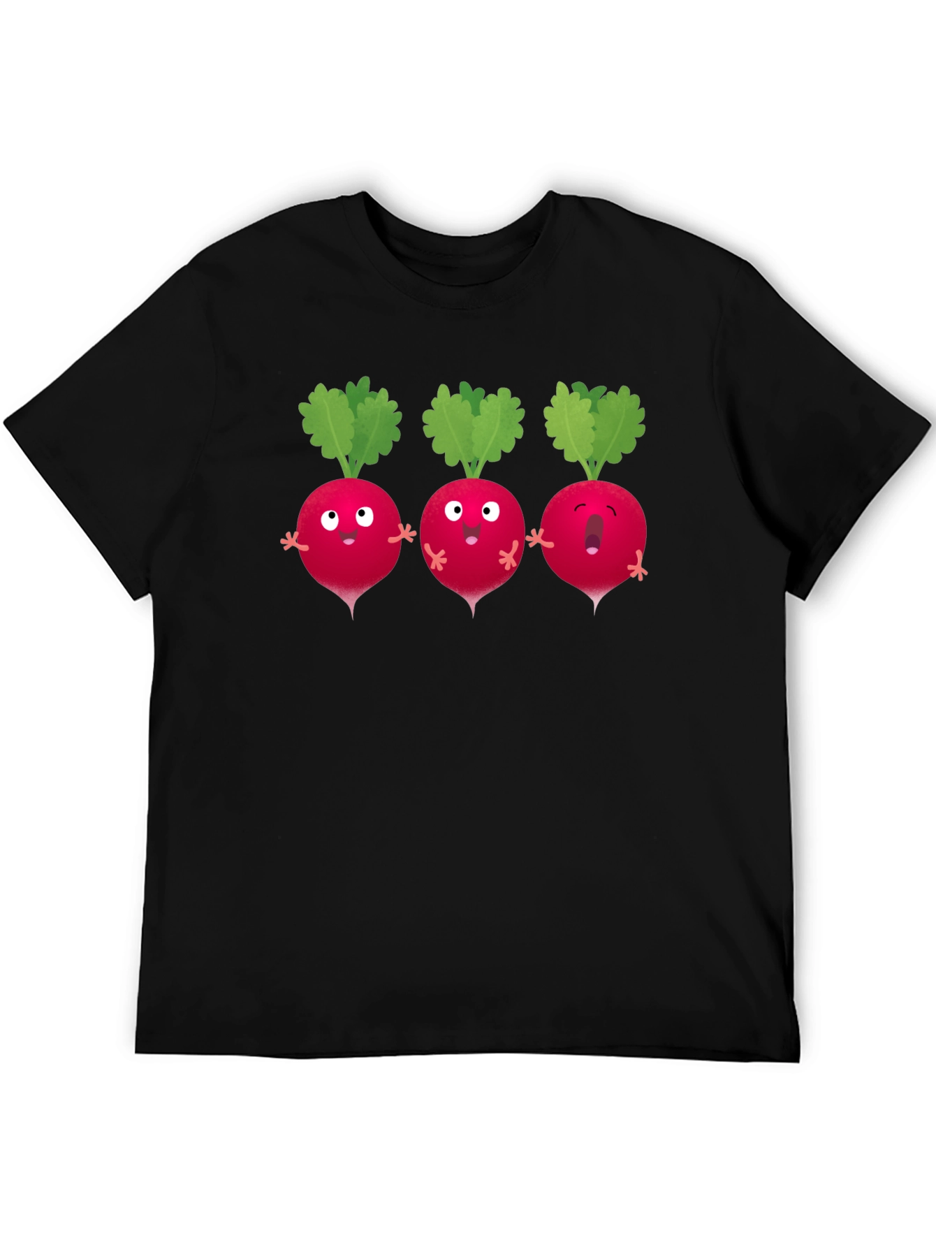 Radish Trio Graphic T-Shirt - Black Cotton Tee