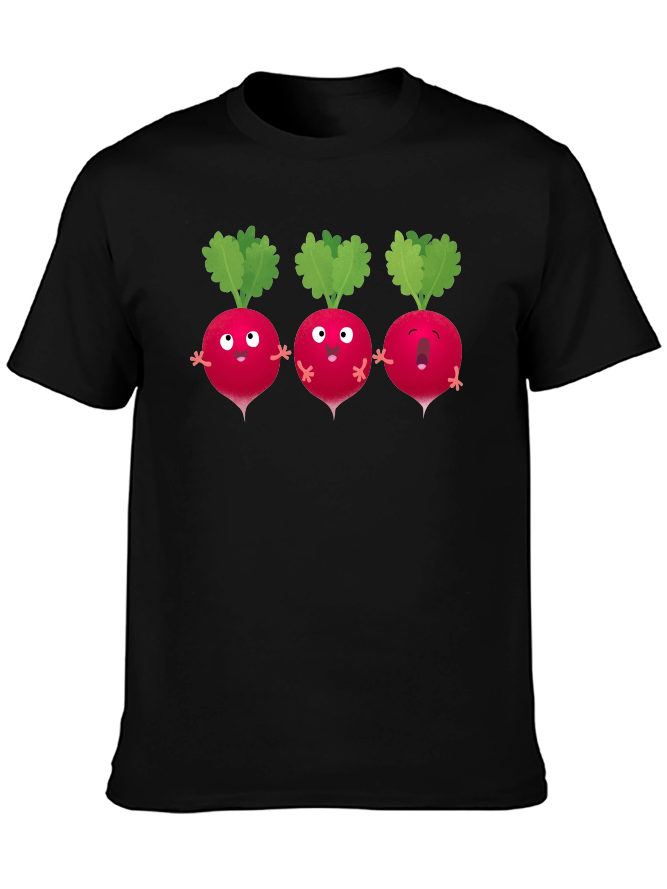 Radish Trio Graphic T-Shirt - Black Cotton Tee
