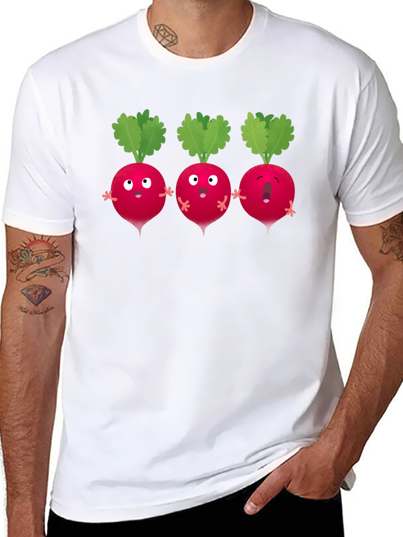 Radish Trio Graphic T-Shirt - Black Cotton Tee