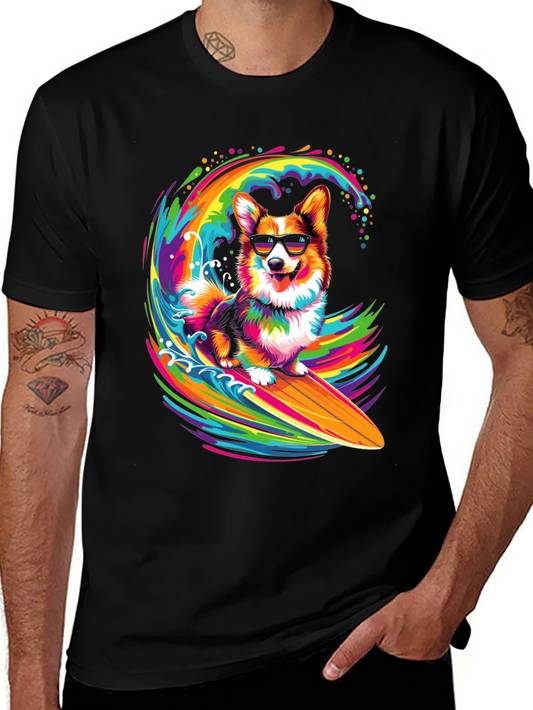 Surfing Corgi T-Shirt - Fun Summer Vibes