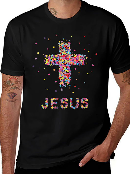 Colorful Jesus Cross Graphic Tee
