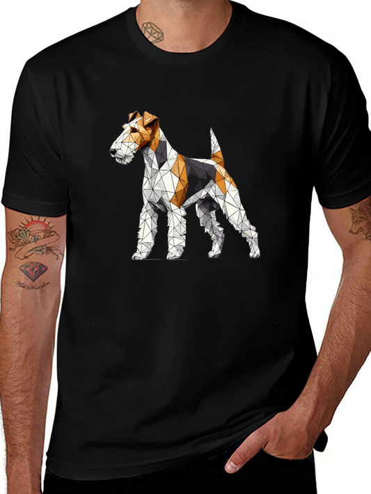Geometric Dog Graphic Tee - Black