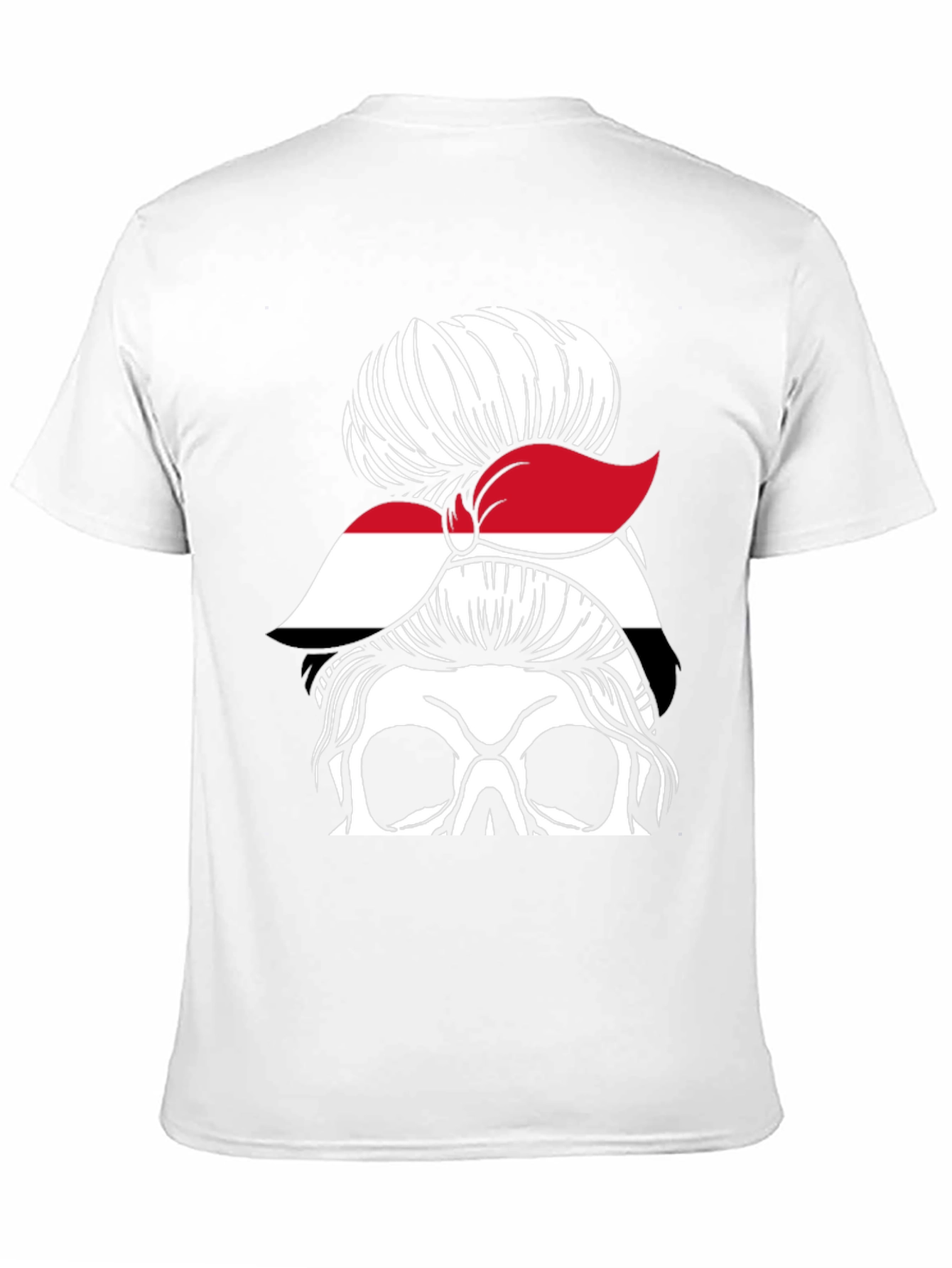 Messy Bun Yemen Flag Skull T-Shirt