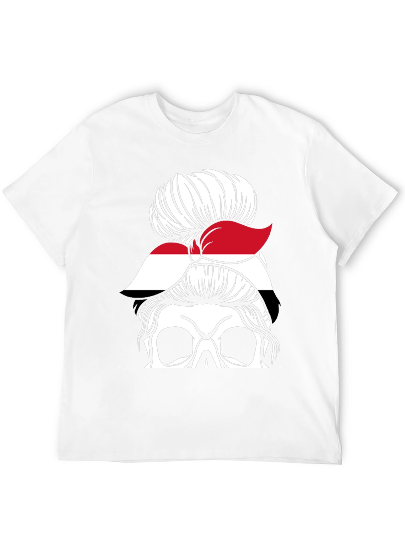 Messy Bun Yemen Flag Skull T-Shirt
