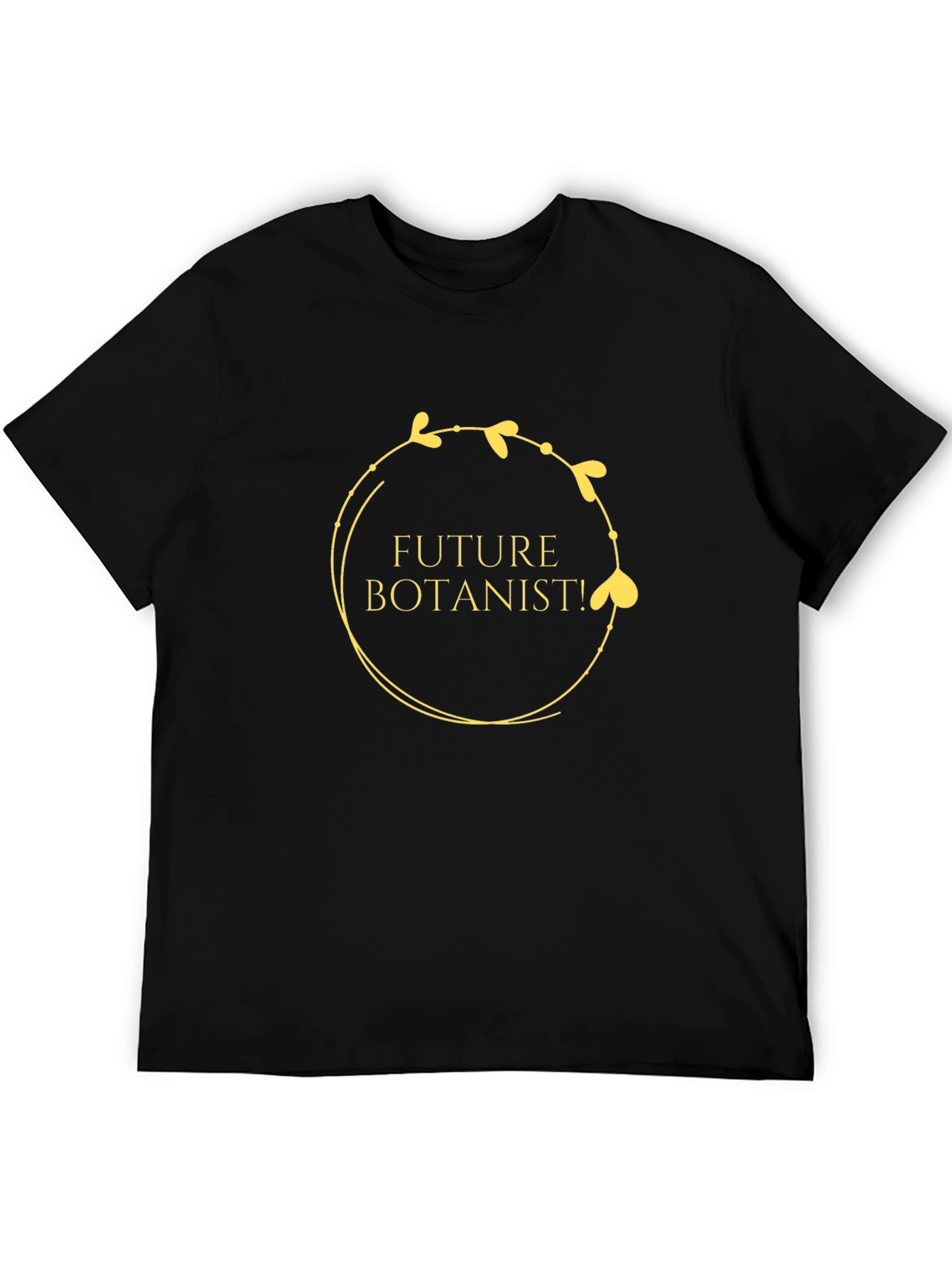 Future Botanist Black T-Shirt with Gold Botanical Design