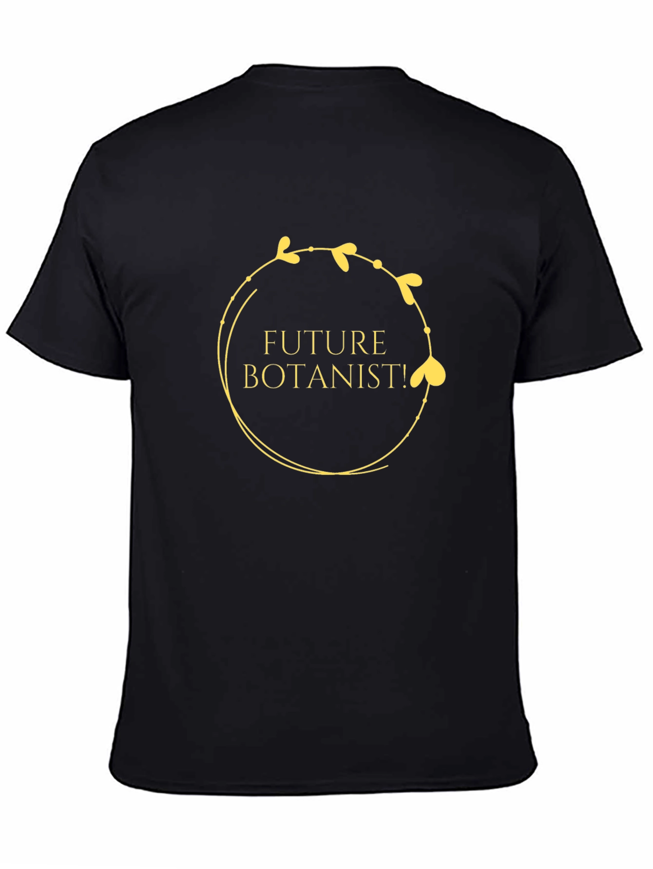 Future Botanist Black T-Shirt with Gold Botanical Design