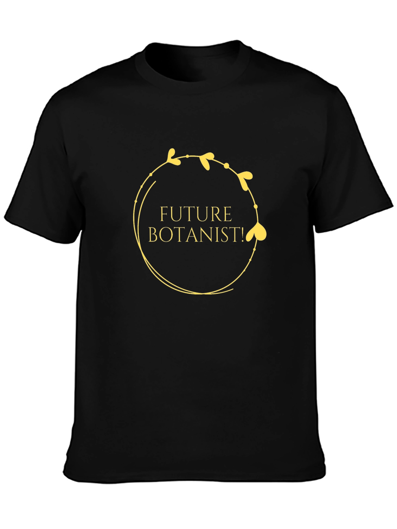 Future Botanist Black T-Shirt with Gold Botanical Design