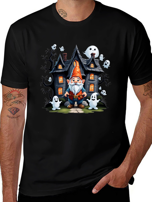Halloween Gnome T-Shirt Spooky Ghost House Design