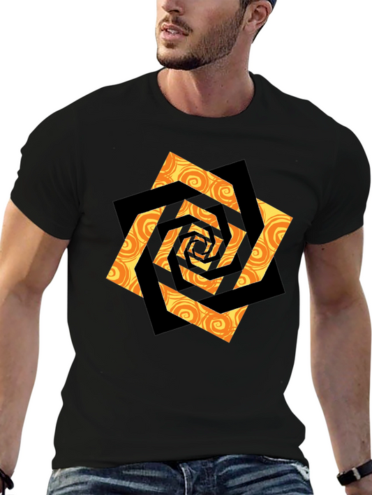 Swirl Geometric Graphic Black T-Shirt