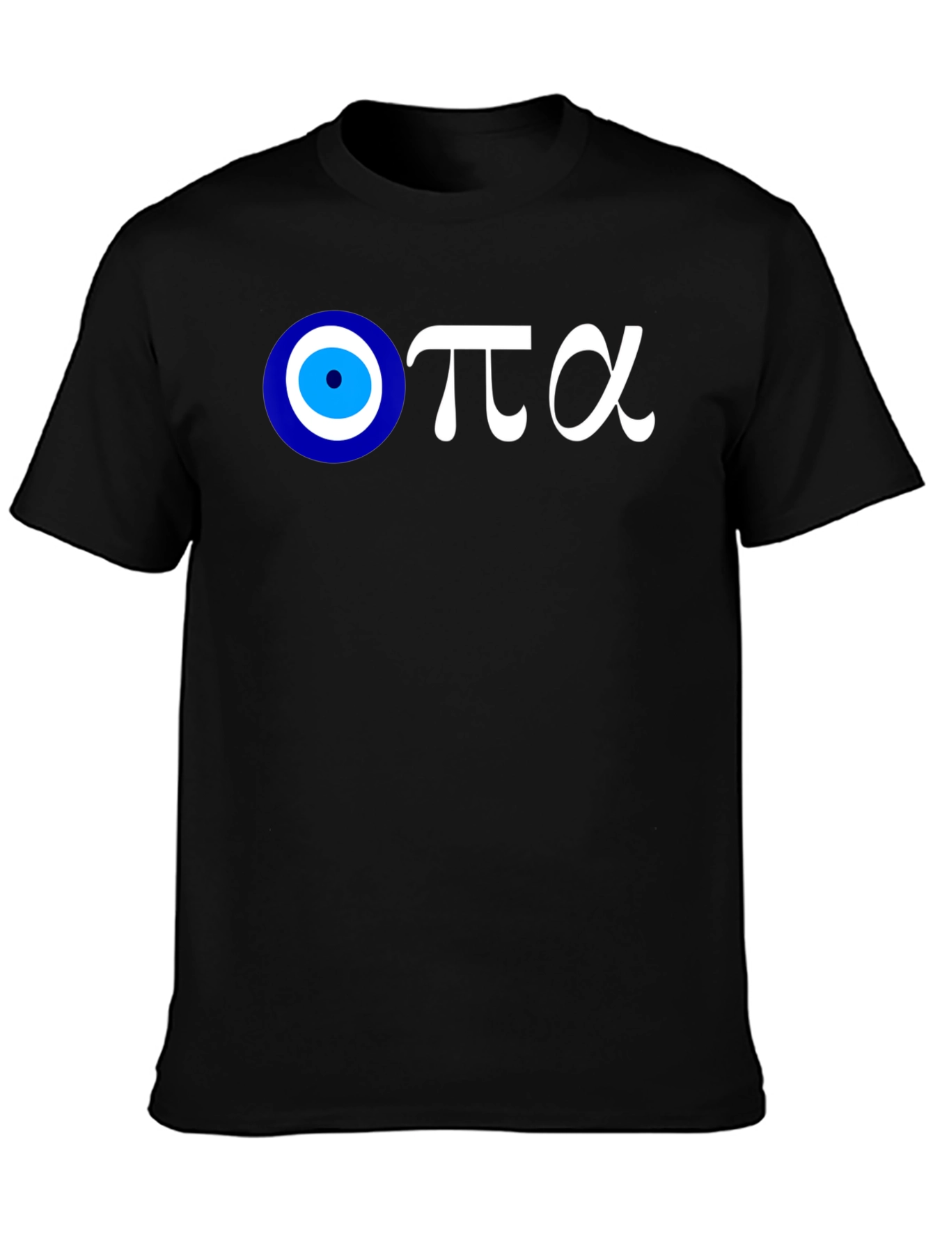Evil Eye Greek Letters Black Cotton T-Shirt
