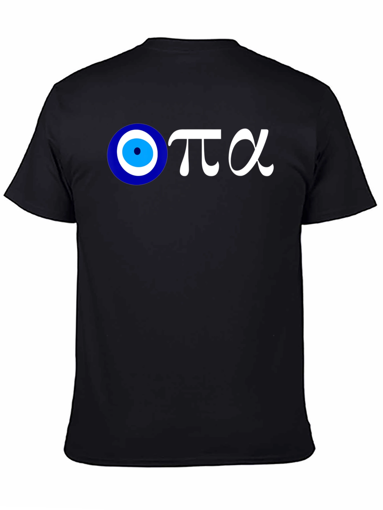 Evil Eye Greek Letters Black Cotton T-Shirt