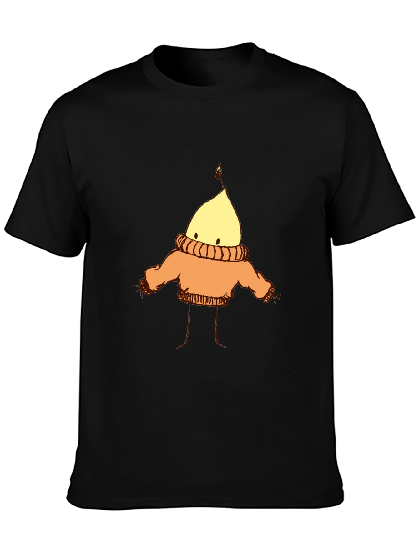 Cozy Candle Character T-Shirt - Black
