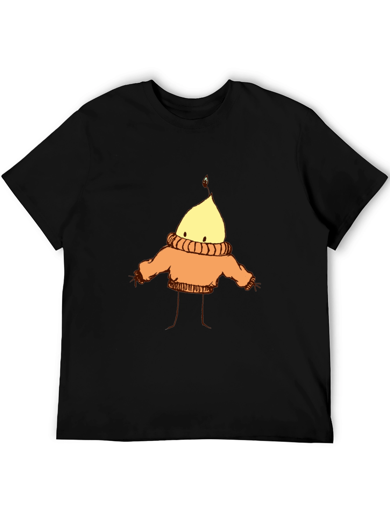 Cozy Candle Character T-Shirt - Black