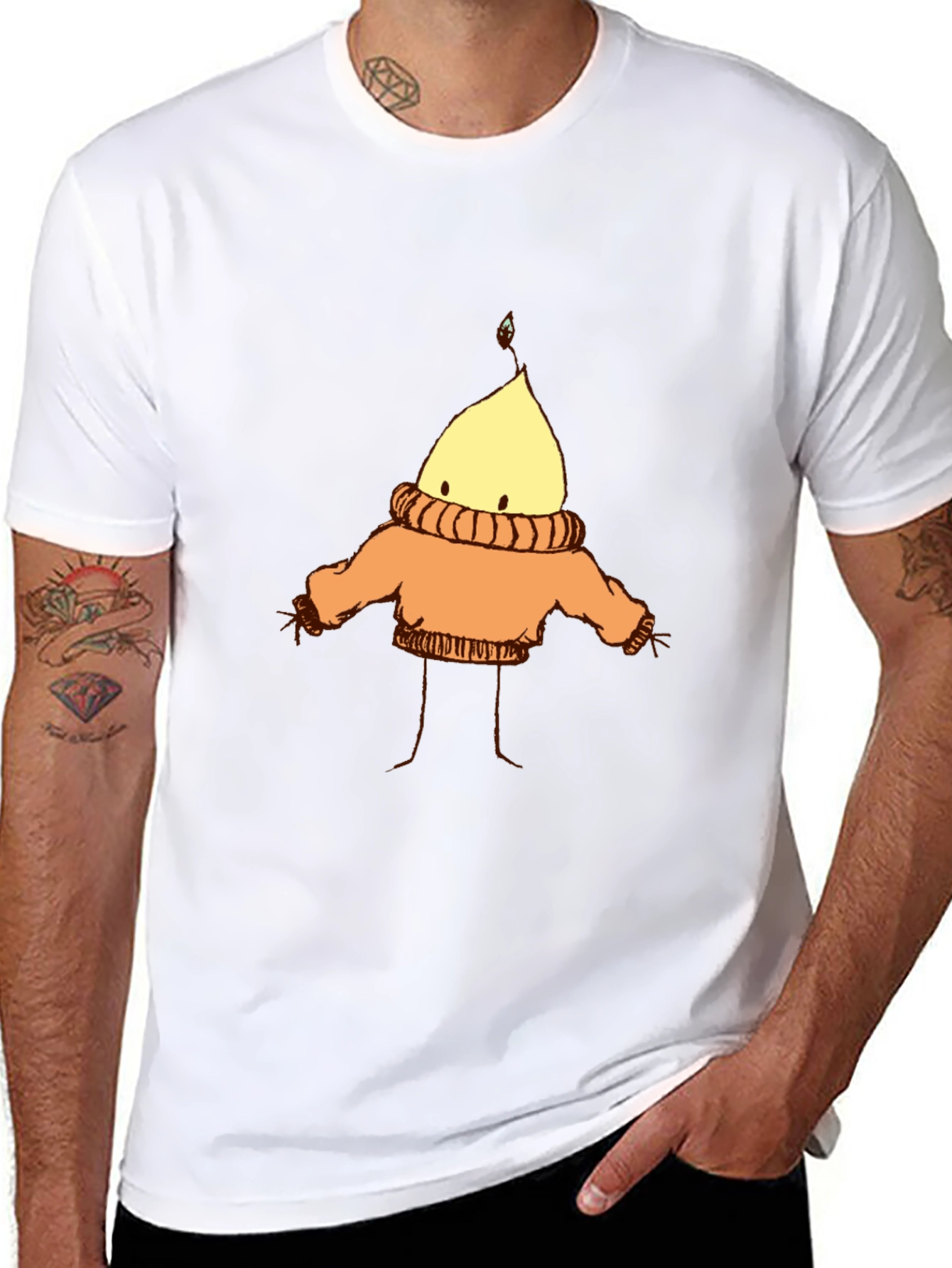 Cozy Candle Character T-Shirt - Black