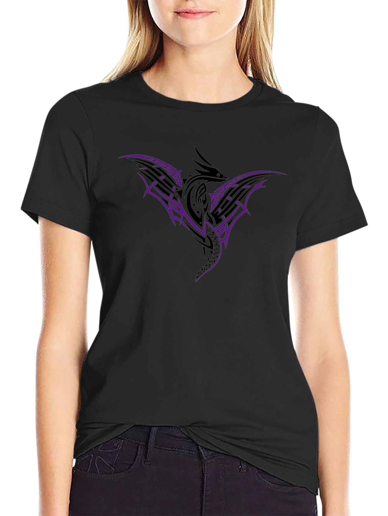Tribal Dragon Graphic T-Shirt - Black
