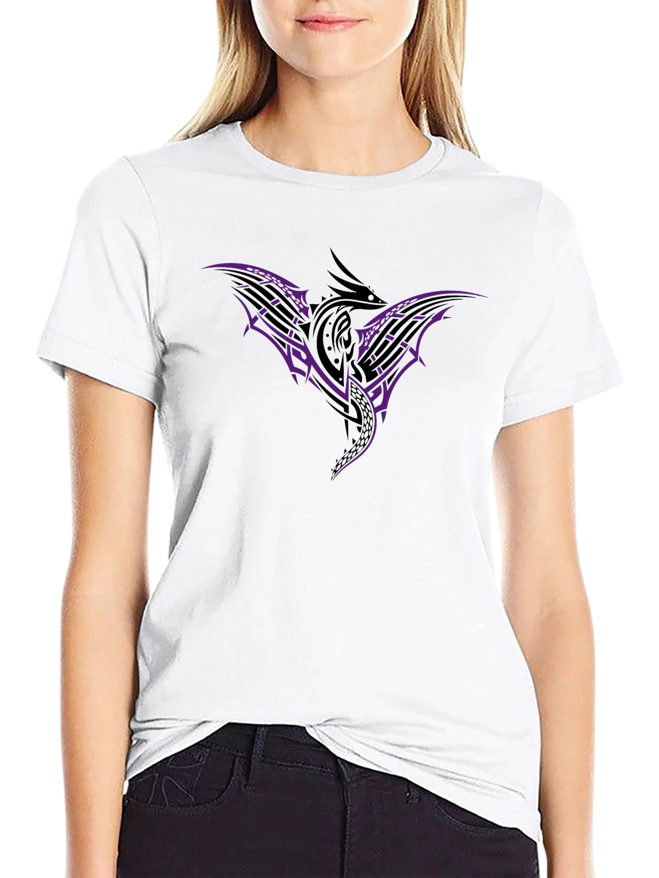 Tribal Dragon Graphic T-Shirt - Black