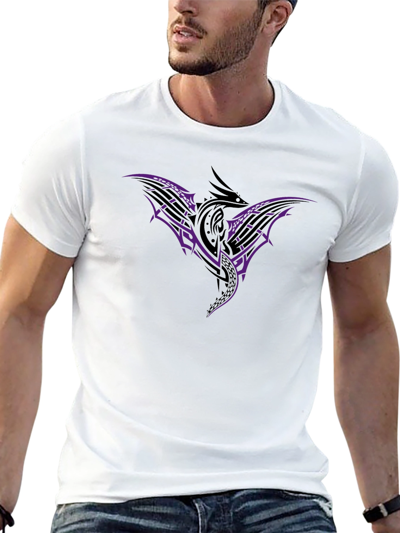 Tribal Dragon Graphic T-Shirt - Black