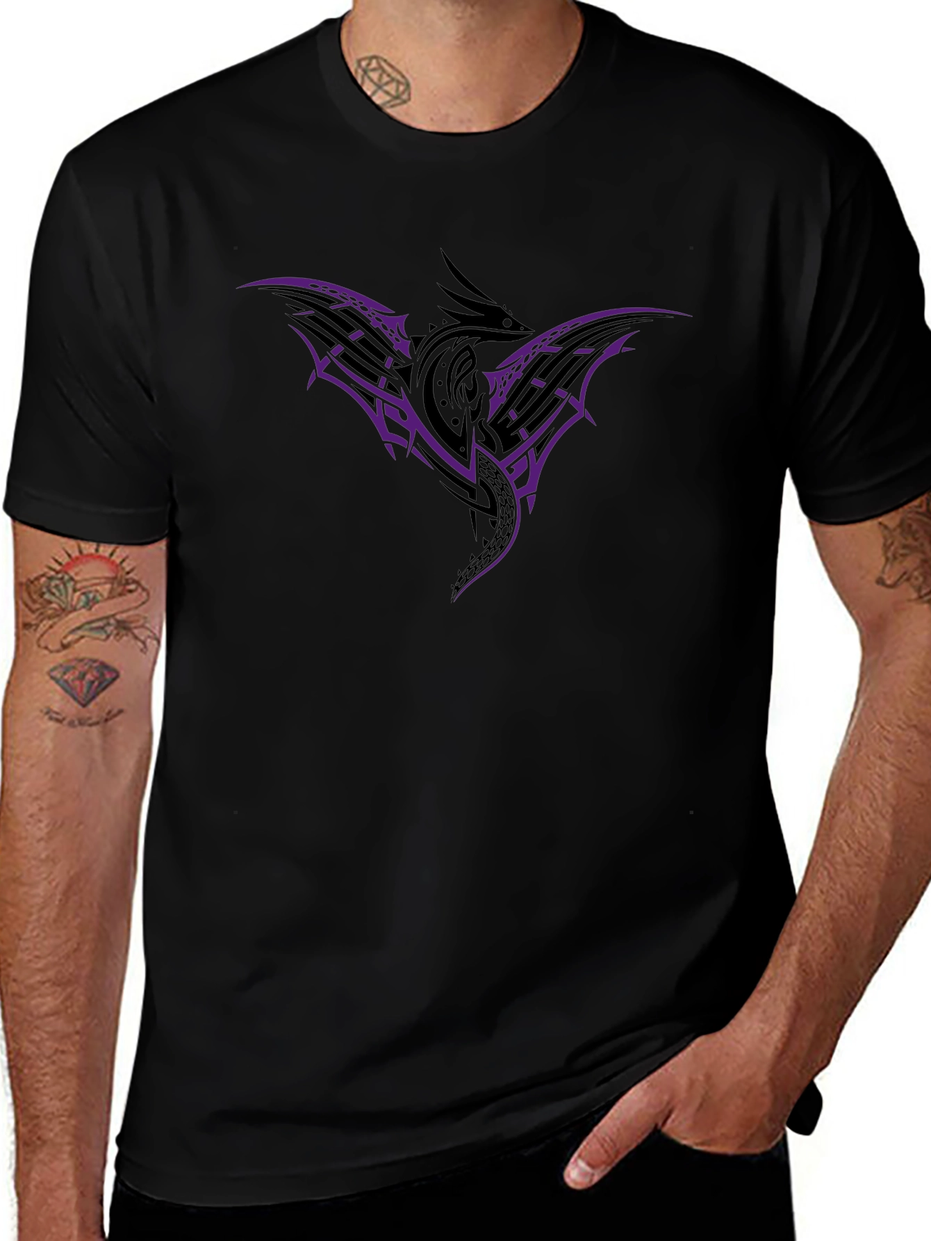 Tribal Dragon Graphic T-Shirt - Black