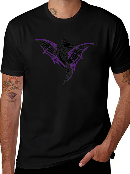 Tribal Dragon Graphic T-Shirt - Black
