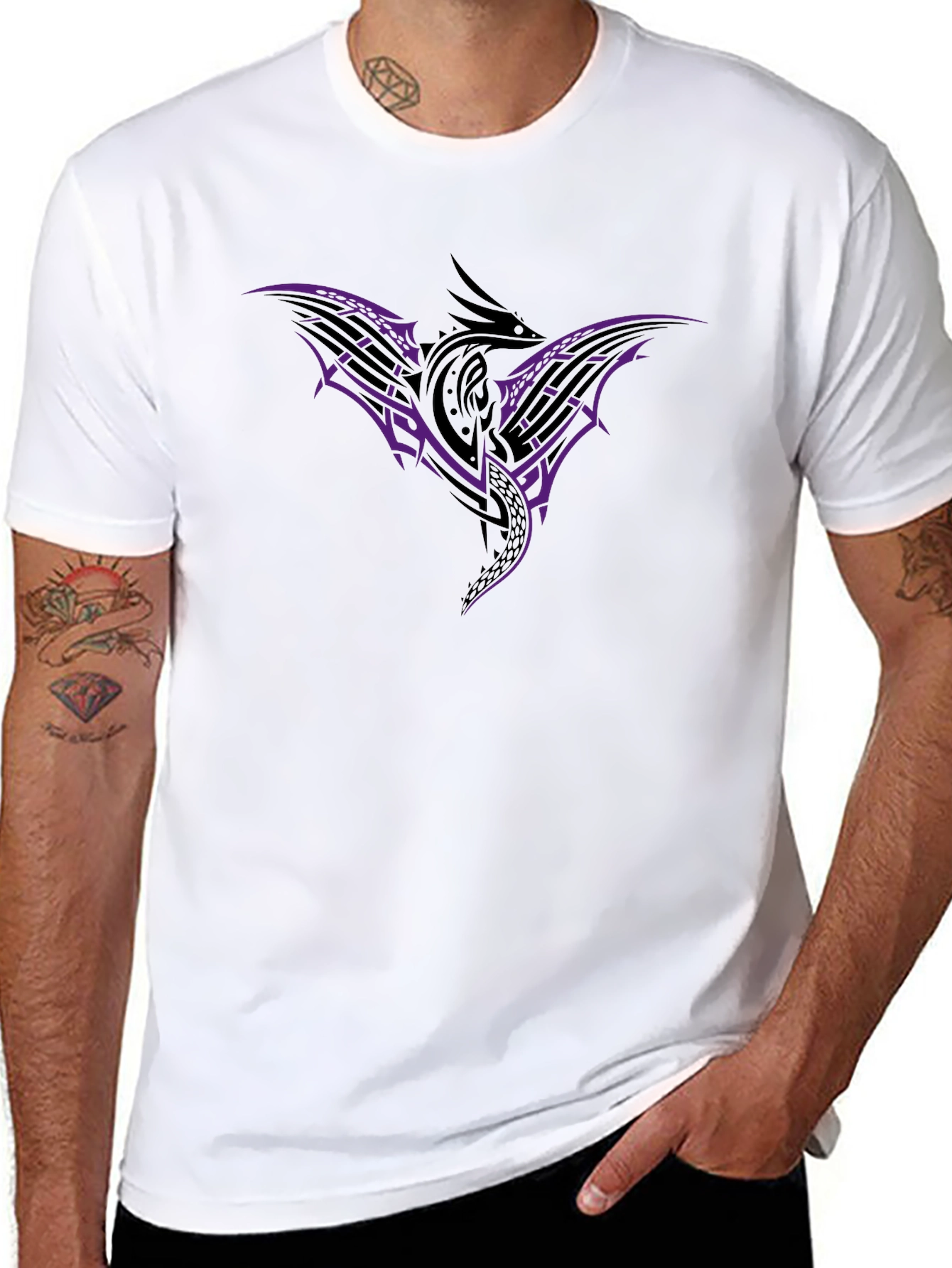 Tribal Dragon Graphic T-Shirt - Black
