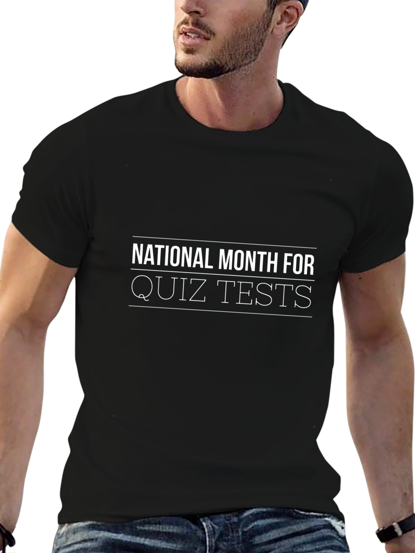 National Month For Quiz Tests Black T-Shirt
