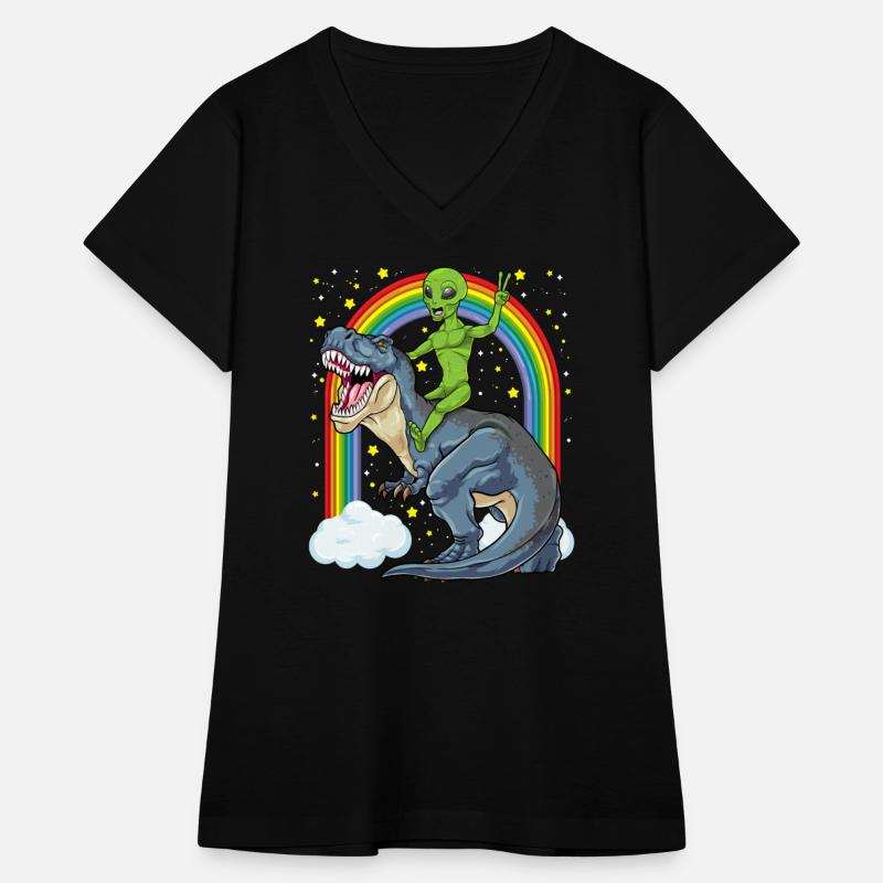 Alien Riding Dinosaur T Rex UFO Space Extraterrest
