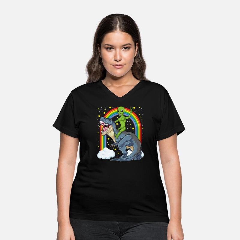 Alien Riding Dinosaur T Rex UFO Space Extraterrest