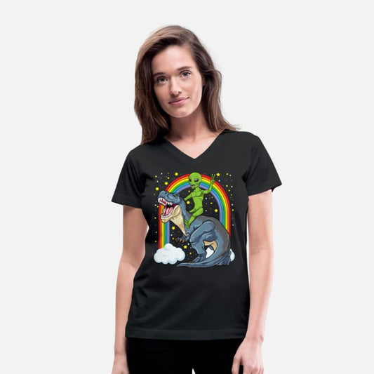 Alien Riding Dinosaur T Rex UFO Space Extraterrest