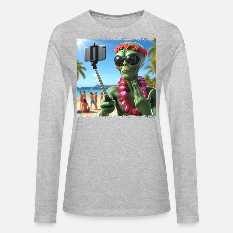 Alien takes beach selfie