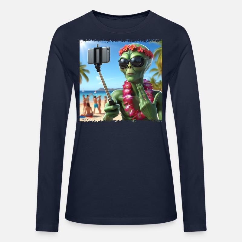 Alien takes beach selfie