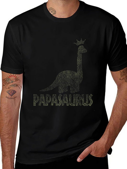 PapaSaurus Dinosaur Graphic T-Shirt - Black