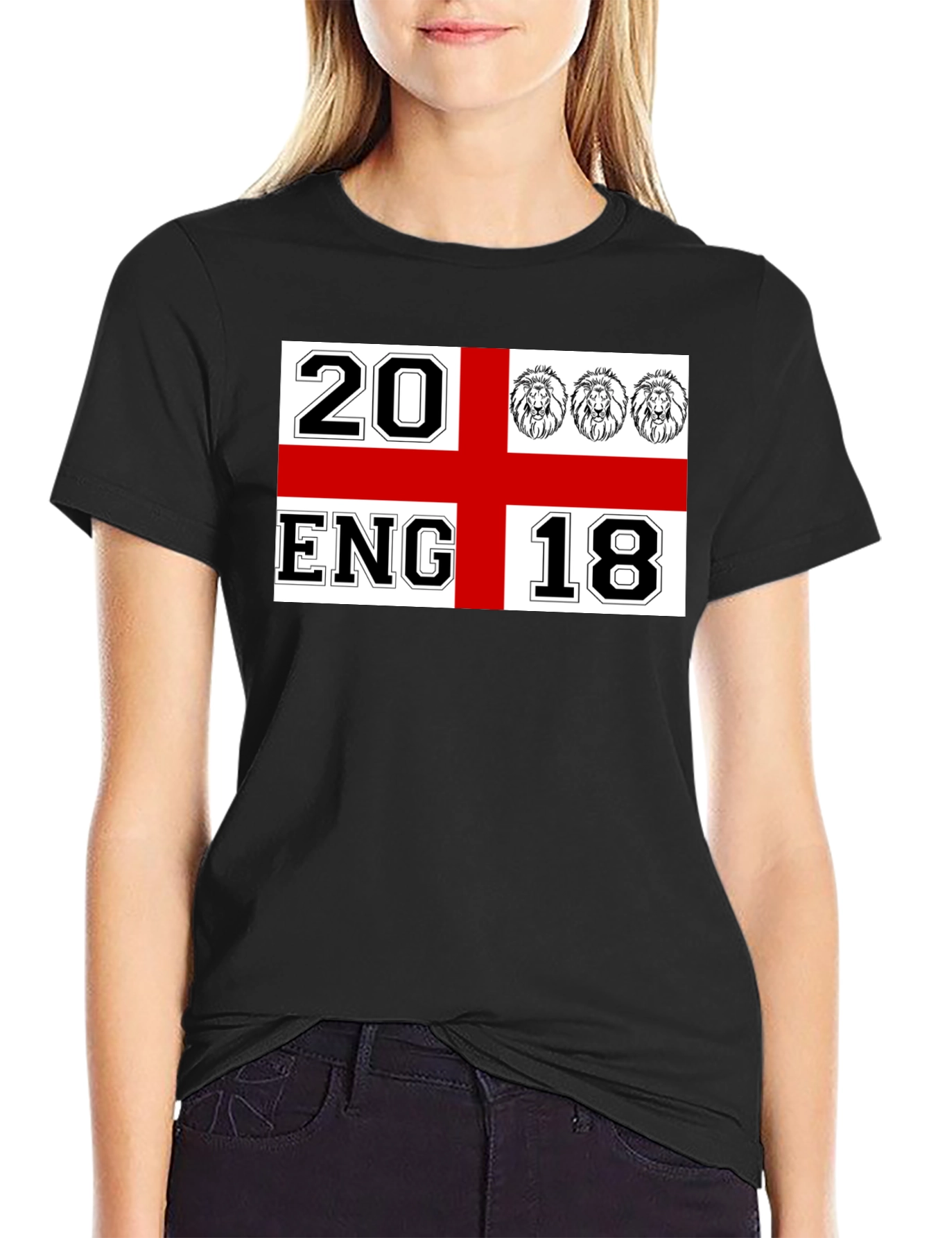 England Soccer T-Shirt - 20 ENG 18 Black Tee