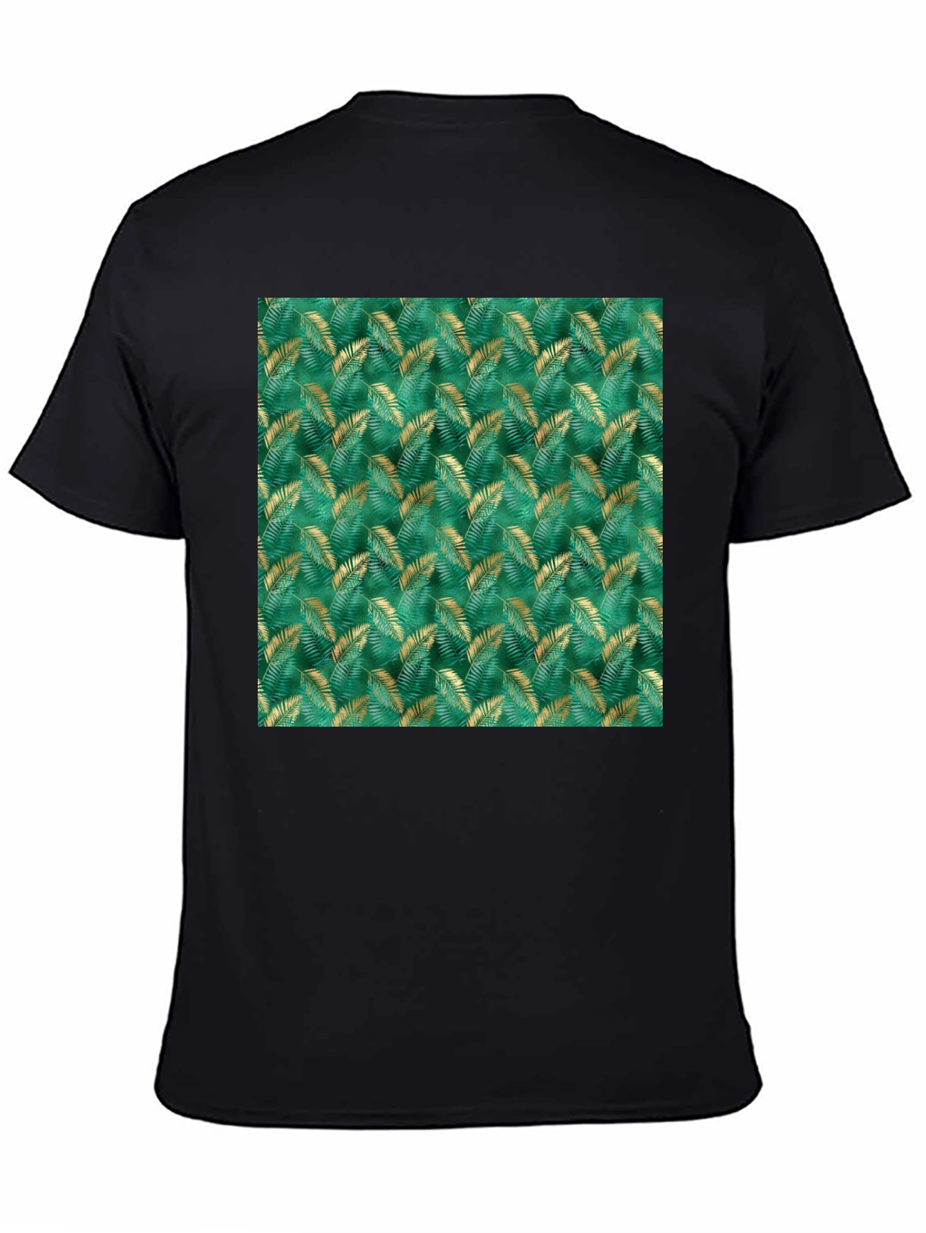 Tropical Leaf Print Black T-Shirt