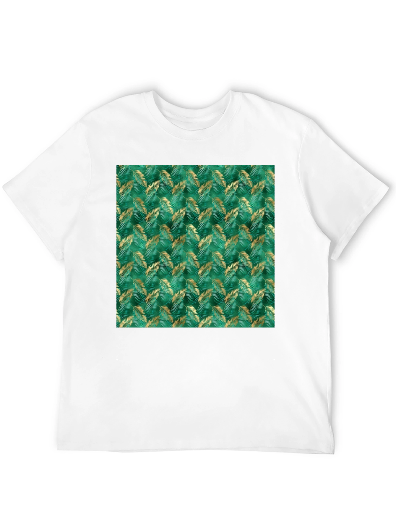 Tropical Leaf Print Black T-Shirt