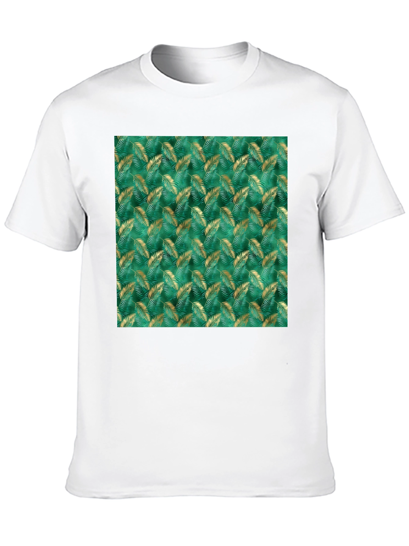 Tropical Leaf Print Black T-Shirt