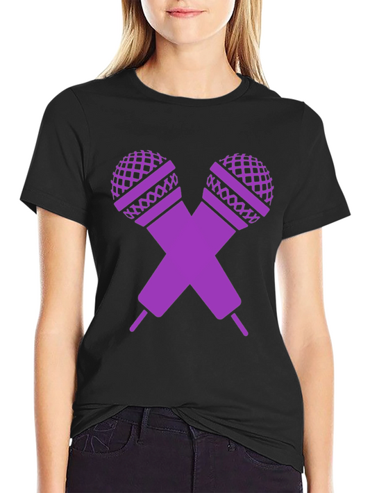 Purple Microphone Cross Graphic T-Shirt