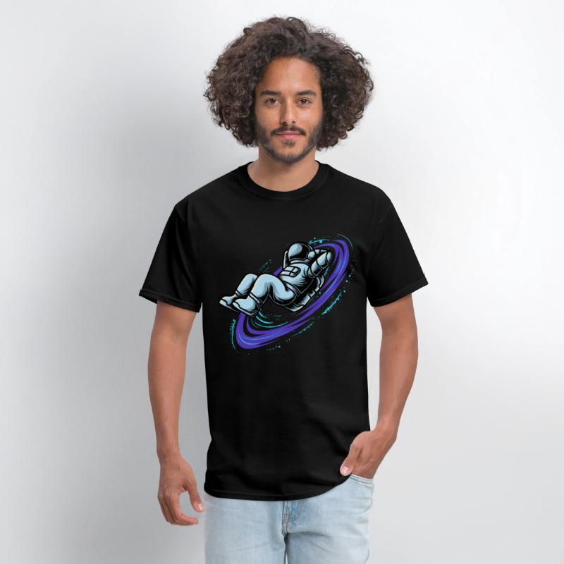 Astronaut lying in star whirl cool galactic design