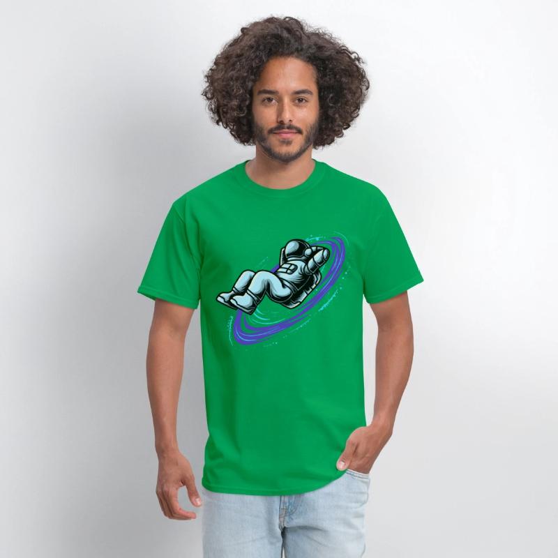 Astronaut lying in star whirl cool galactic design