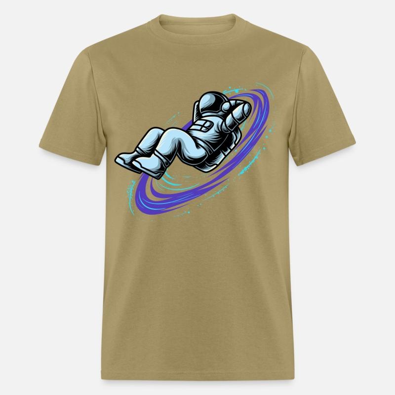 Astronaut lying in star whirl cool galactic design
