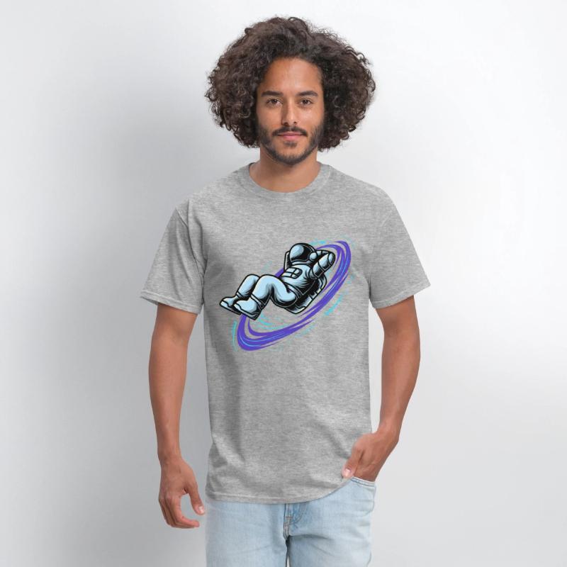 Astronaut lying in star whirl cool galactic design