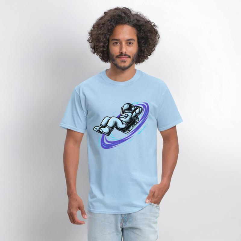 Astronaut lying in star whirl cool galactic design