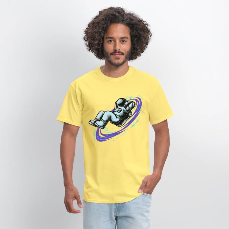 Astronaut lying in star whirl cool galactic design