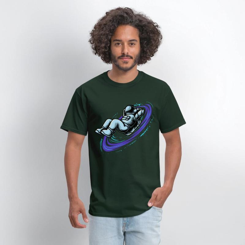 Astronaut lying in star whirl cool galactic design