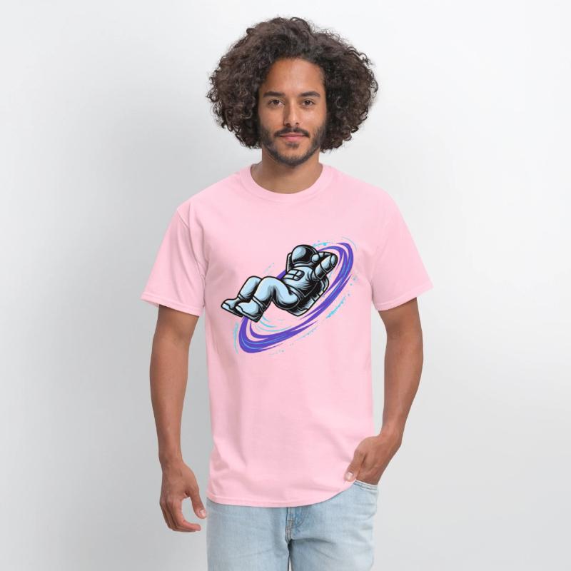 Astronaut lying in star whirl cool galactic design