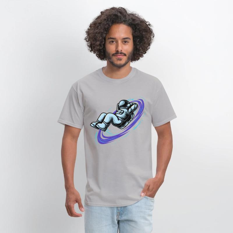 Astronaut lying in star whirl cool galactic design